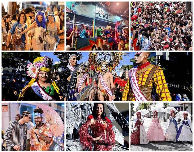 Collage de fotos de la cabalgata del Carnaval capitalino